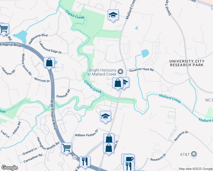 map of restaurants, bars, coffee shops, grocery stores, and more near in Charlotte