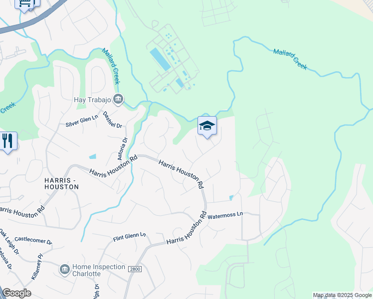 map of restaurants, bars, coffee shops, grocery stores, and more near 2930 Drakes Crossing Drive in Charlotte