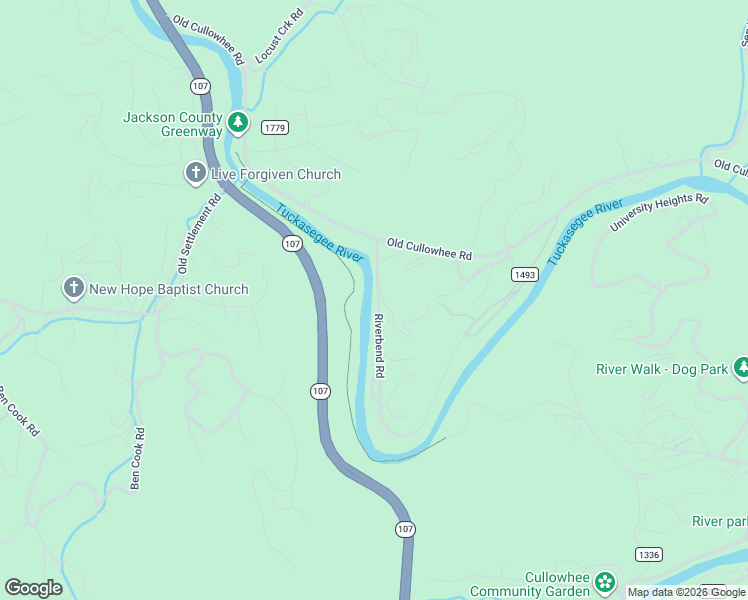 map of restaurants, bars, coffee shops, grocery stores, and more near 138 Riverbend Road in Sylva
