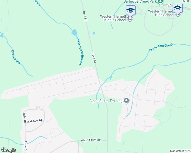 map of restaurants, bars, coffee shops, grocery stores, and more near 300 Horse Whisperer Lane in Lillington