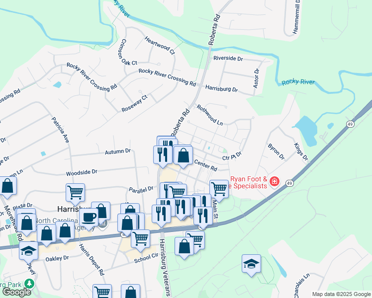 map of restaurants, bars, coffee shops, grocery stores, and more near 6303 Professional Boulevard in Harrisburg