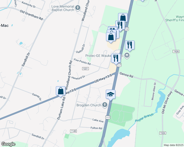 map of restaurants, bars, coffee shops, grocery stores, and more near 183 Hereford Drive in Dudley