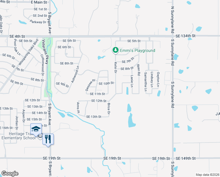 map of restaurants, bars, coffee shops, grocery stores, and more near 1112 Bryan Drive in Moore