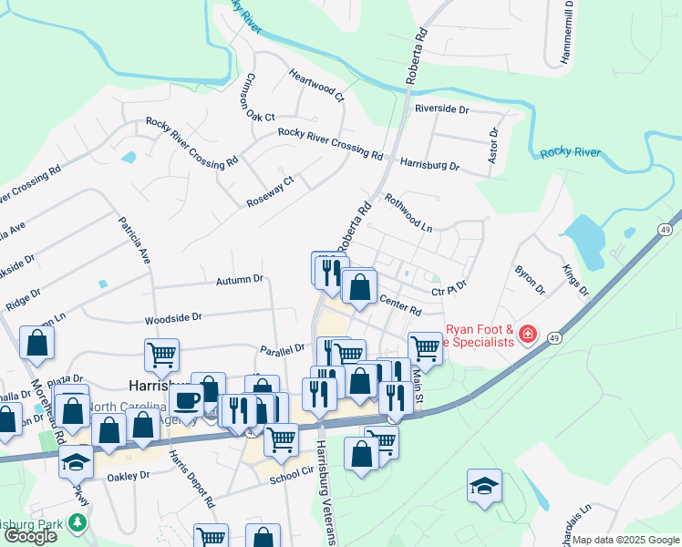 map of restaurants, bars, coffee shops, grocery stores, and more near 6319 Harrisburg Plaza in Harrisburg