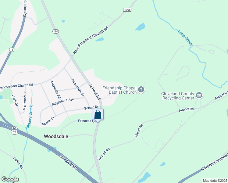 map of restaurants, bars, coffee shops, grocery stores, and more near 100 Leesburg Ct in Shelby