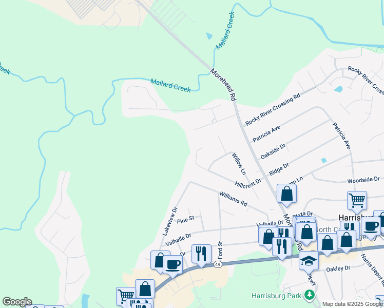 map of restaurants, bars, coffee shops, grocery stores, and more near 405 Hillcrest Drive in Harrisburg