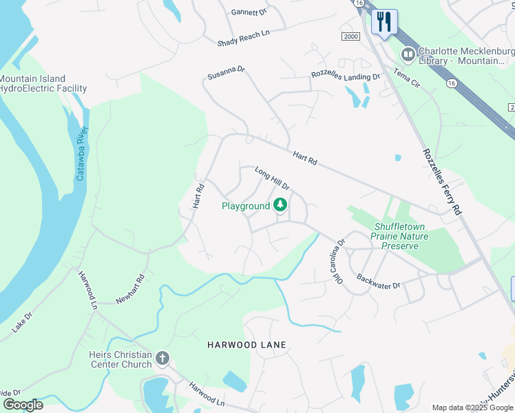 map of restaurants, bars, coffee shops, grocery stores, and more near 1919 Sugarbush Drive in Charlotte