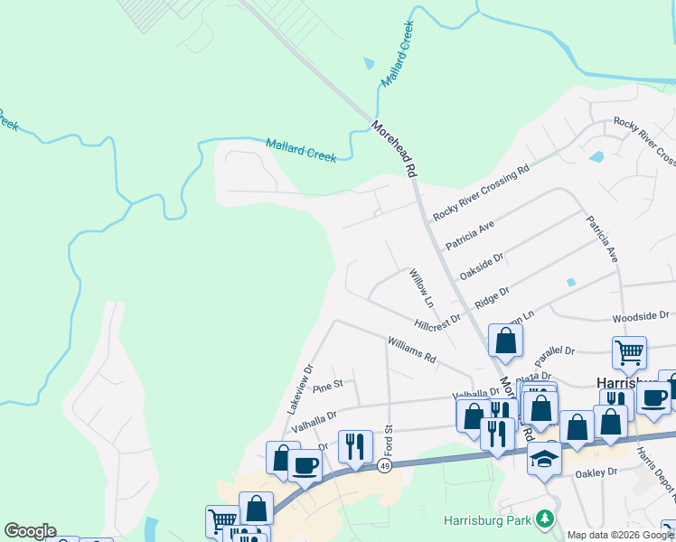 map of restaurants, bars, coffee shops, grocery stores, and more near 405 Hillcrest Drive in Harrisburg