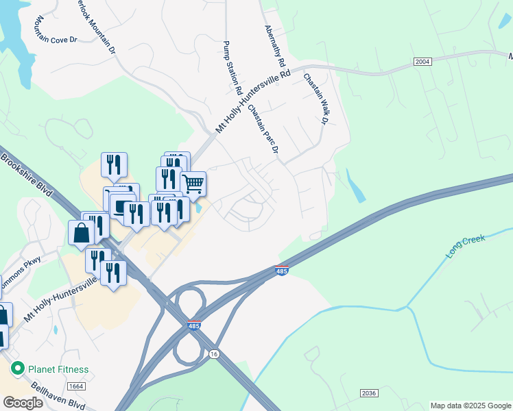 map of restaurants, bars, coffee shops, grocery stores, and more near 1018 Riverbend Station Terrace in Charlotte