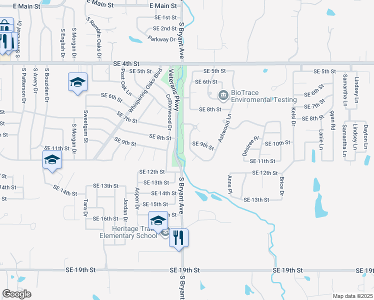 map of restaurants, bars, coffee shops, grocery stores, and more near 1007 Renita Way in Moore