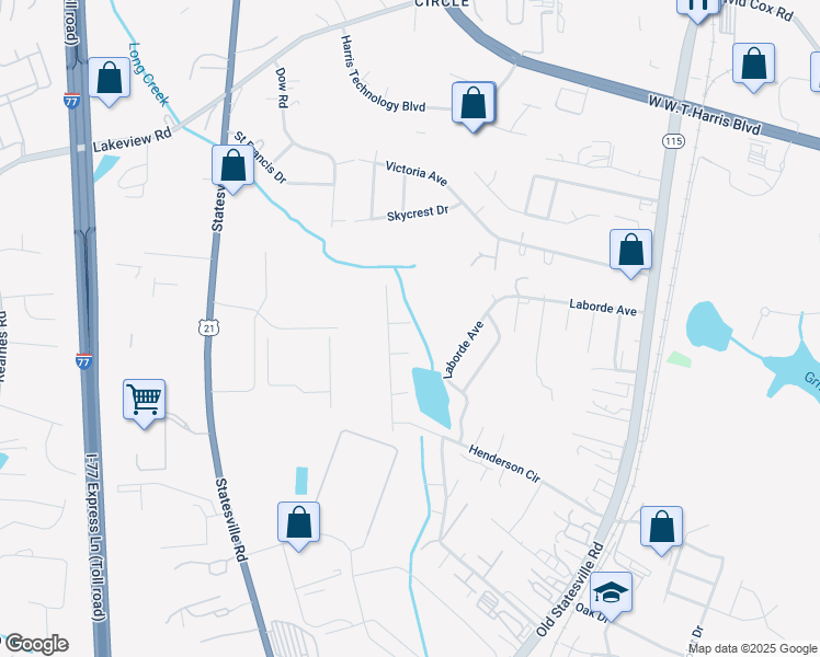 map of restaurants, bars, coffee shops, grocery stores, and more near 6824 Jamison Lane in Charlotte