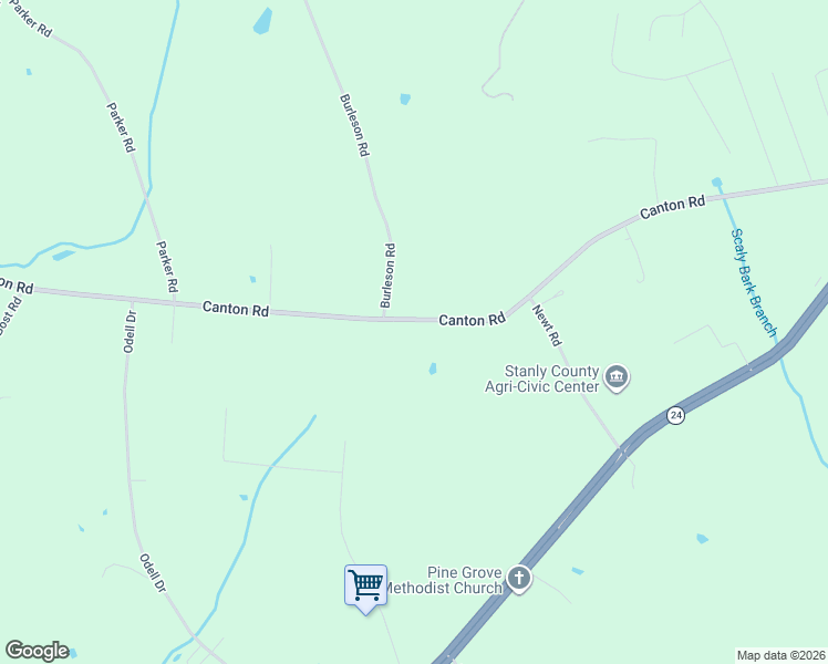 map of restaurants, bars, coffee shops, grocery stores, and more near 28550 Canton Road in Albemarle