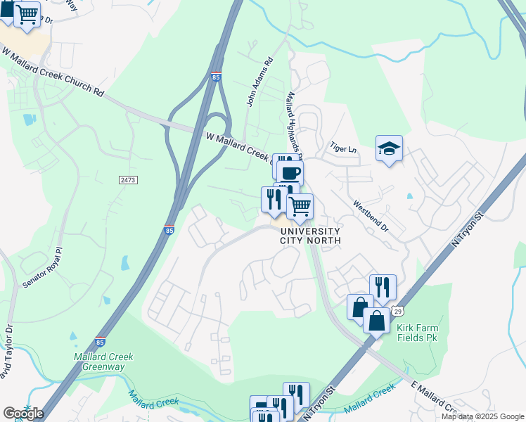 map of restaurants, bars, coffee shops, grocery stores, and more near in Charlotte