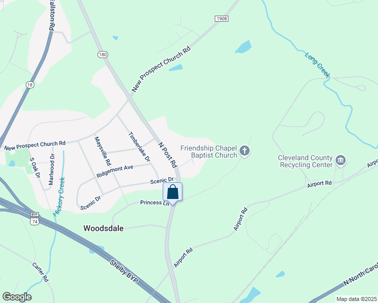 map of restaurants, bars, coffee shops, grocery stores, and more near 100 Leesburg Court in Shelby