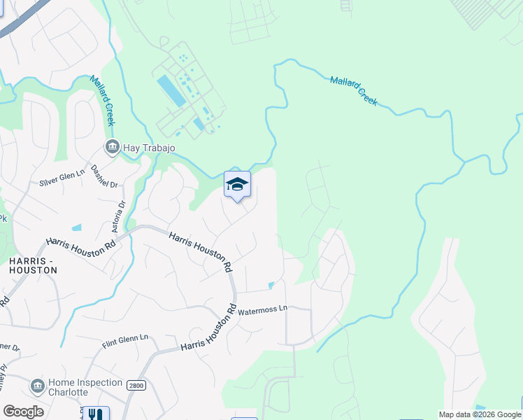 map of restaurants, bars, coffee shops, grocery stores, and more near 11200 Mallard Crossing Drive in Charlotte