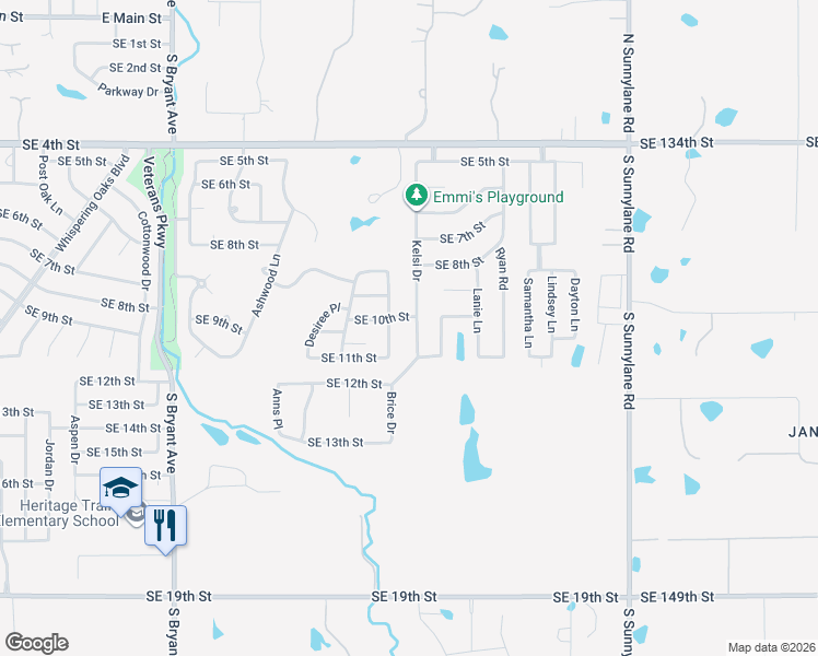 map of restaurants, bars, coffee shops, grocery stores, and more near 1112 Bryan Drive in Moore