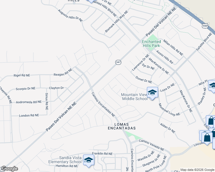map of restaurants, bars, coffee shops, grocery stores, and more near 6924 Dusty Drive Northeast in Rio Rancho
