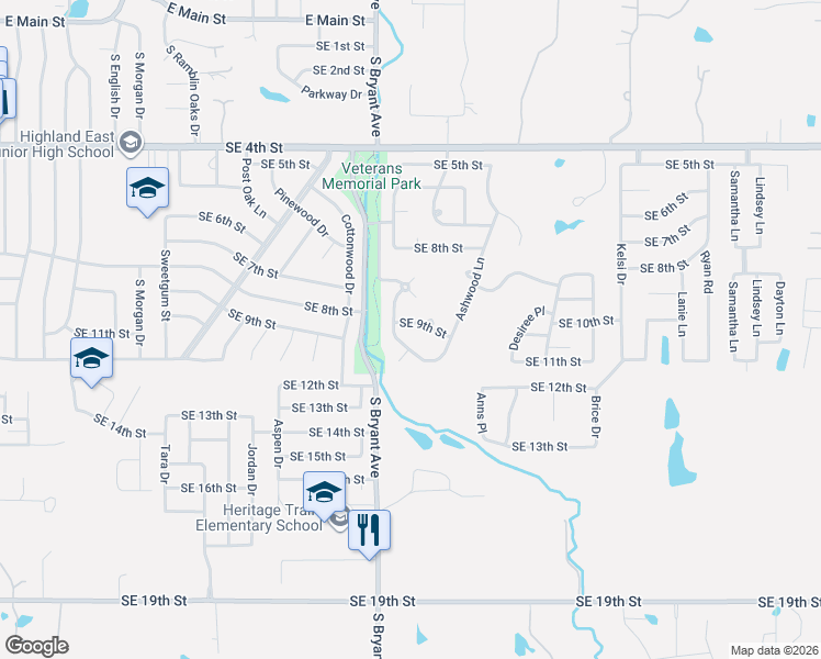 map of restaurants, bars, coffee shops, grocery stores, and more near 1016 Renita Way in Moore