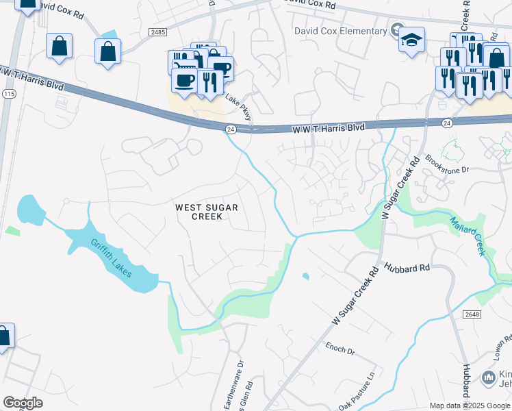 map of restaurants, bars, coffee shops, grocery stores, and more near 9205 Munsing Drive in Charlotte