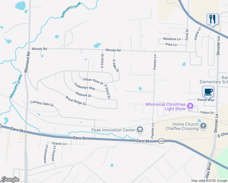 map of restaurants, bars, coffee shops, grocery stores, and more near 9207 Skypark Drive in Fort Smith