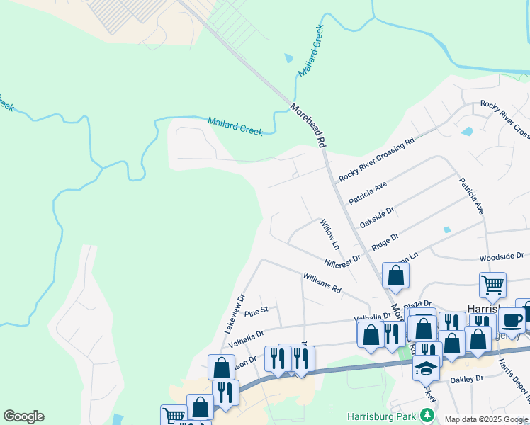 map of restaurants, bars, coffee shops, grocery stores, and more near 405 Hillcrest Drive in Harrisburg