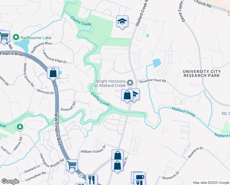 map of restaurants, bars, coffee shops, grocery stores, and more near in Charlotte