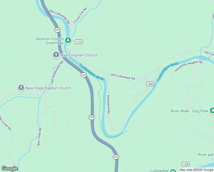 map of restaurants, bars, coffee shops, grocery stores, and more near 138 Riverbend Road in Sylva