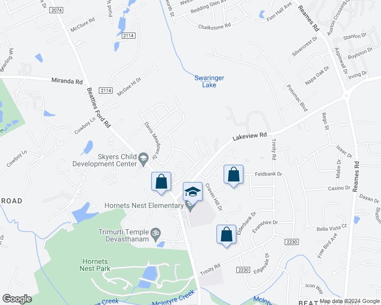 map of restaurants, bars, coffee shops, grocery stores, and more near 6924 Reese Furr Drive in Charlotte