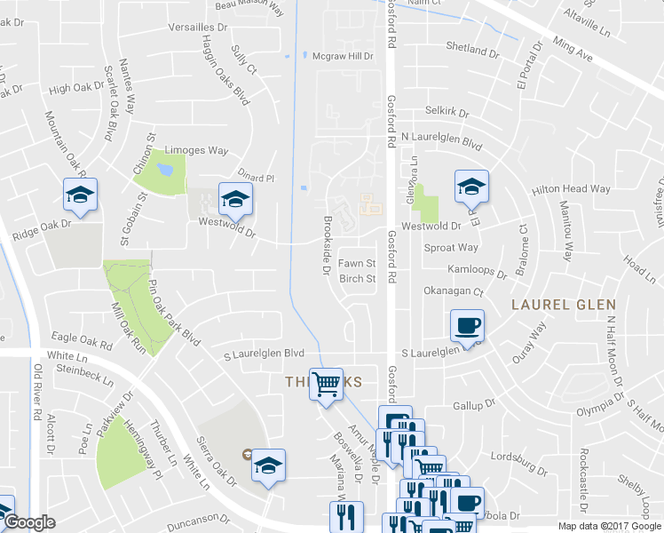 map of restaurants, bars, coffee shops, grocery stores, and more near 2905 Woodglen Drive in Bakersfield