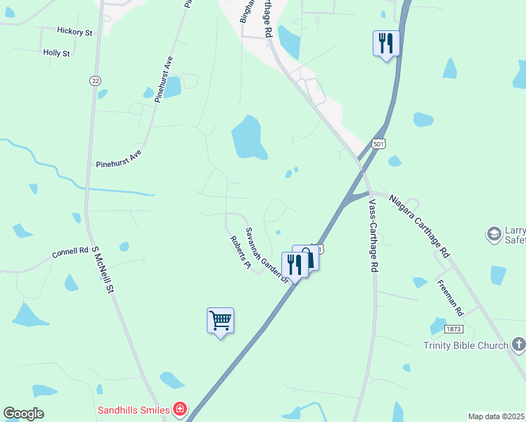 map of restaurants, bars, coffee shops, grocery stores, and more near 2703 Gracie Lane in Carthage