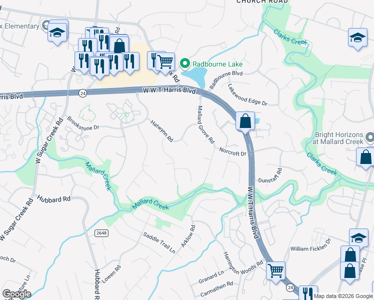 map of restaurants, bars, coffee shops, grocery stores, and more near in Charlotte