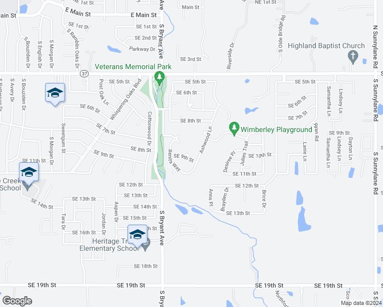 map of restaurants, bars, coffee shops, grocery stores, and more near 2113 Southeast 9th Street in Moore