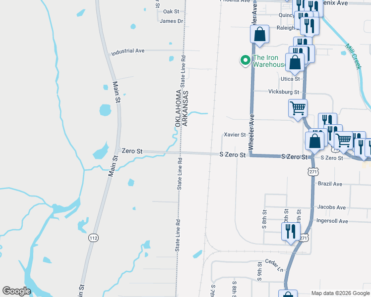 map of restaurants, bars, coffee shops, grocery stores, and more near 201 South Zero Street in Fort Smith