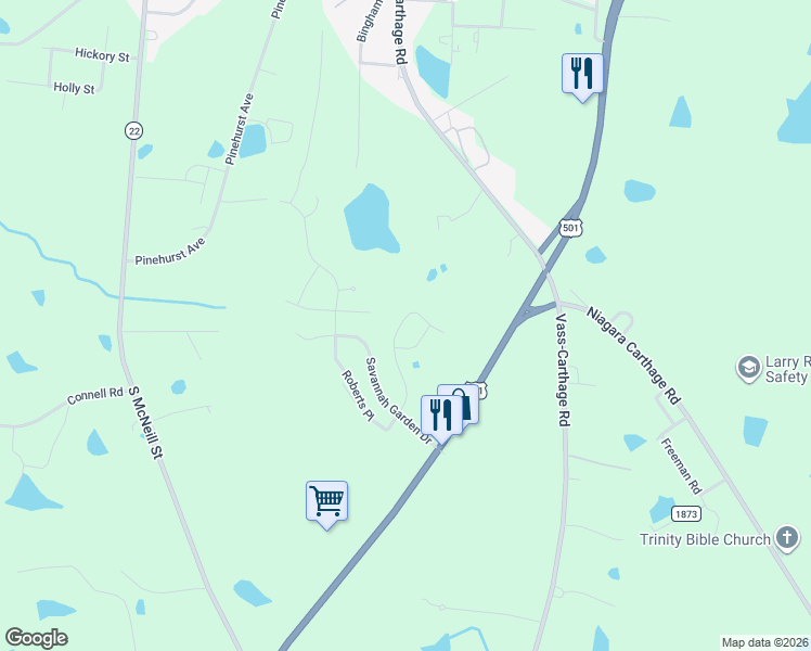 map of restaurants, bars, coffee shops, grocery stores, and more near 4396 U.S. 501 in Carthage