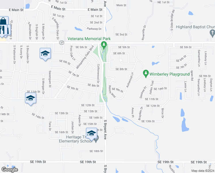 map of restaurants, bars, coffee shops, grocery stores, and more near 917 Renita Way in Moore