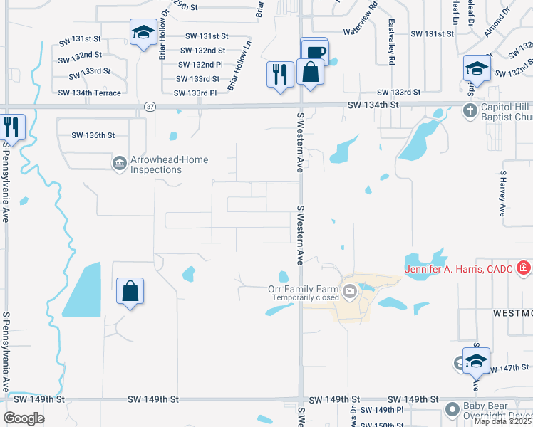 map of restaurants, bars, coffee shops, grocery stores, and more near 14000 Celeste Lane in Oklahoma City
