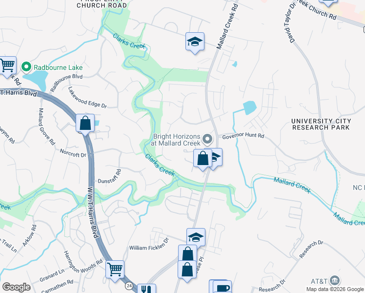 map of restaurants, bars, coffee shops, grocery stores, and more near 3272 Summercroft Lane in Charlotte