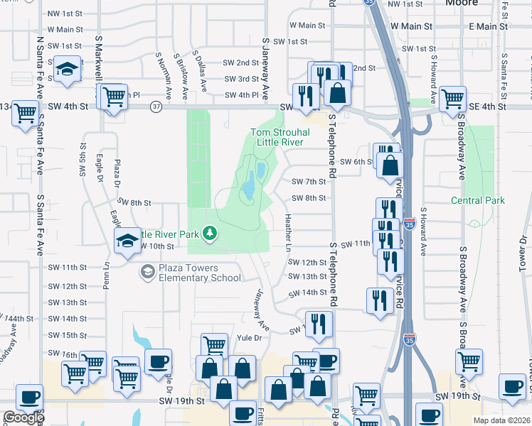 map of restaurants, bars, coffee shops, grocery stores, and more near 900 Saint Cecil in Moore