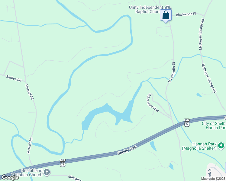 map of restaurants, bars, coffee shops, grocery stores, and more near 234 Conifer Way in Shelby