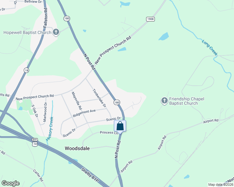 map of restaurants, bars, coffee shops, grocery stores, and more near 1500 North Post Road in Shelby