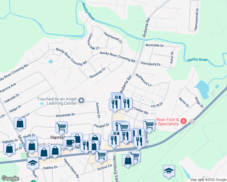 map of restaurants, bars, coffee shops, grocery stores, and more near 6300 Roberta Road in Harrisburg