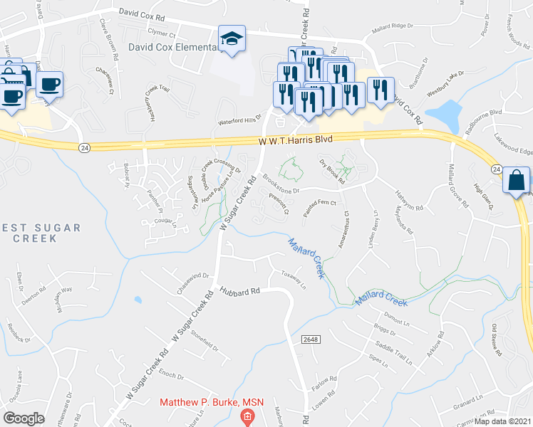 map of restaurants, bars, coffee shops, grocery stores, and more near in Charlotte