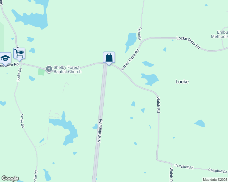 map of restaurants, bars, coffee shops, grocery stores, and more near 7503 Walsh Road in Millington