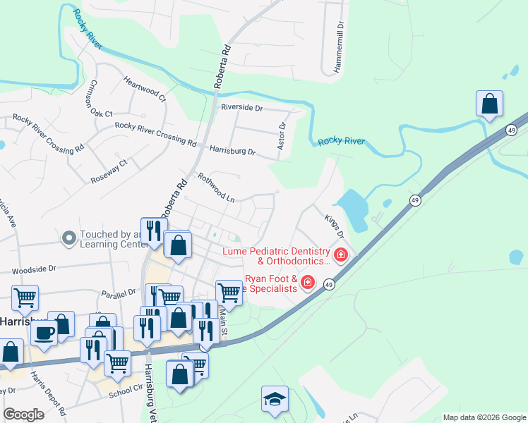map of restaurants, bars, coffee shops, grocery stores, and more near 4036 Center Place Drive in Harrisburg