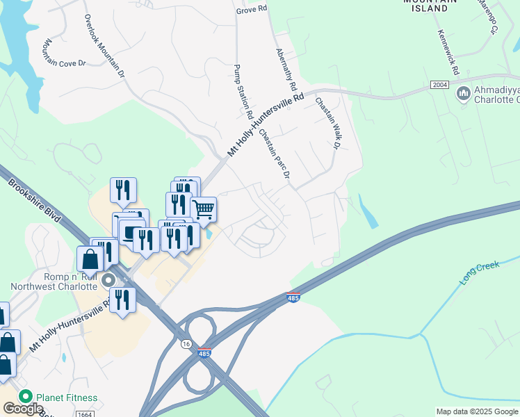 map of restaurants, bars, coffee shops, grocery stores, and more near Valley Walk Drive in Charlotte