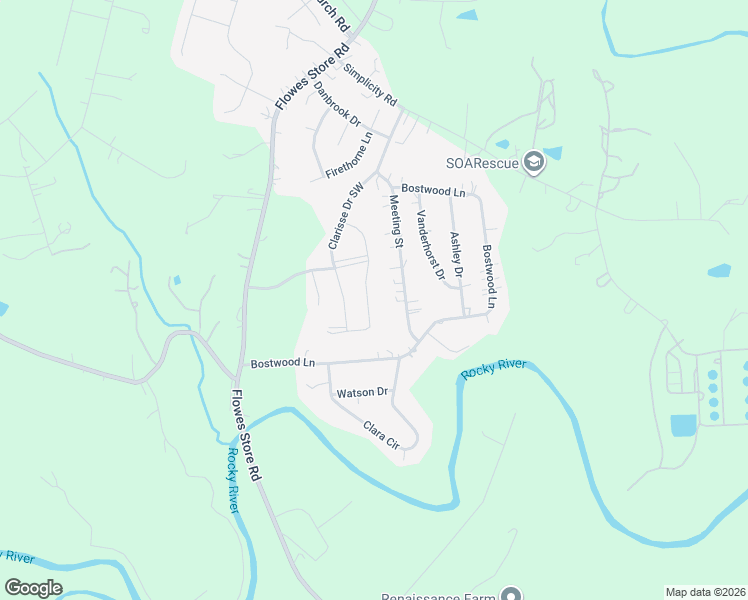 map of restaurants, bars, coffee shops, grocery stores, and more near 6130 Meeting Street in Concord