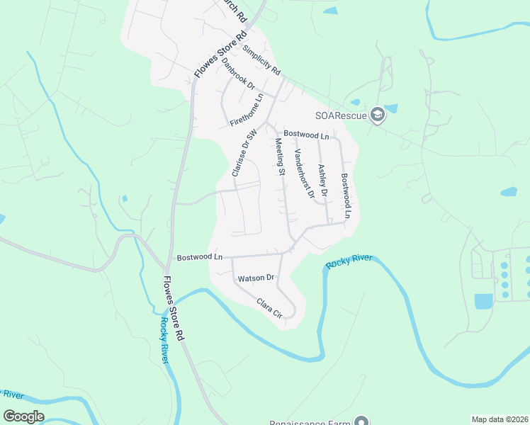 map of restaurants, bars, coffee shops, grocery stores, and more near 6130 Meeting Street in Concord