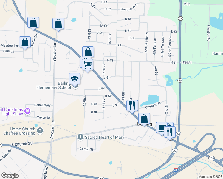 map of restaurants, bars, coffee shops, grocery stores, and more near 872 Fort Street in Barling