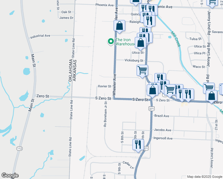 map of restaurants, bars, coffee shops, grocery stores, and more near 5712 Wheeler Avenue in Fort Smith