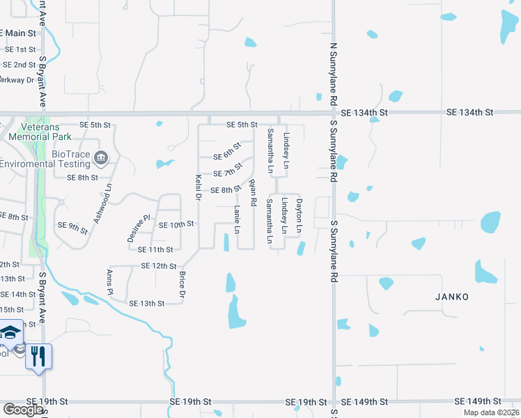 map of restaurants, bars, coffee shops, grocery stores, and more near 1004 Ryan Road in Moore
